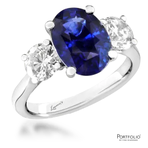 Three Stone 4.13ct Sapphire Platinum Ring