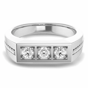Three Stone 0.50 ctw Round Diamond Rope Design Men's Ring