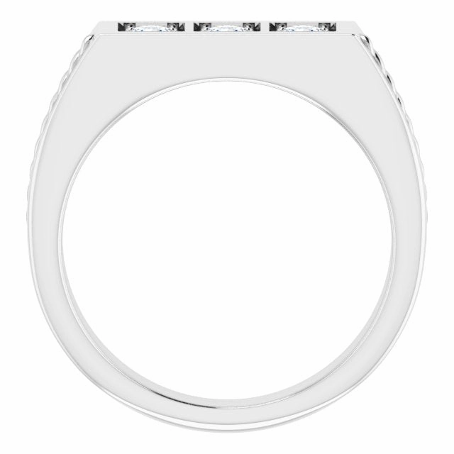 Three Stone 0.50 ctw Round Diamond Rope Design Men's Ring
