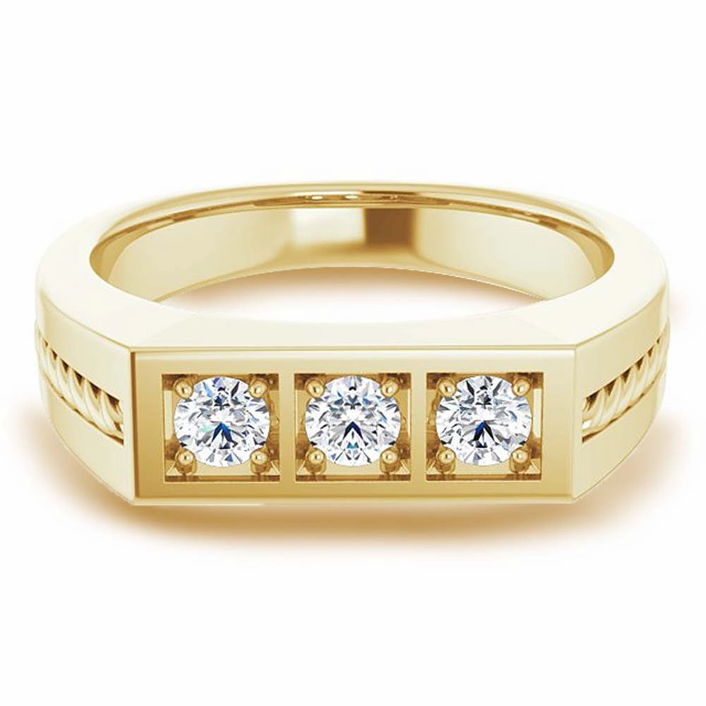 Three Stone 0.50 ctw Round Diamond Rope Design Men's Ring