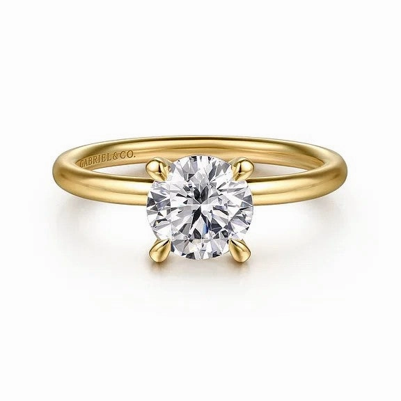 Tiana - 14K Yellow Gold Round Solitaire Diamond Engagement Ring (Setting Only)