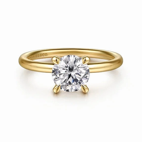 Tiana - 14K Yellow Gold Round Solitaire Diamond Engagement Ring (Setting Only)