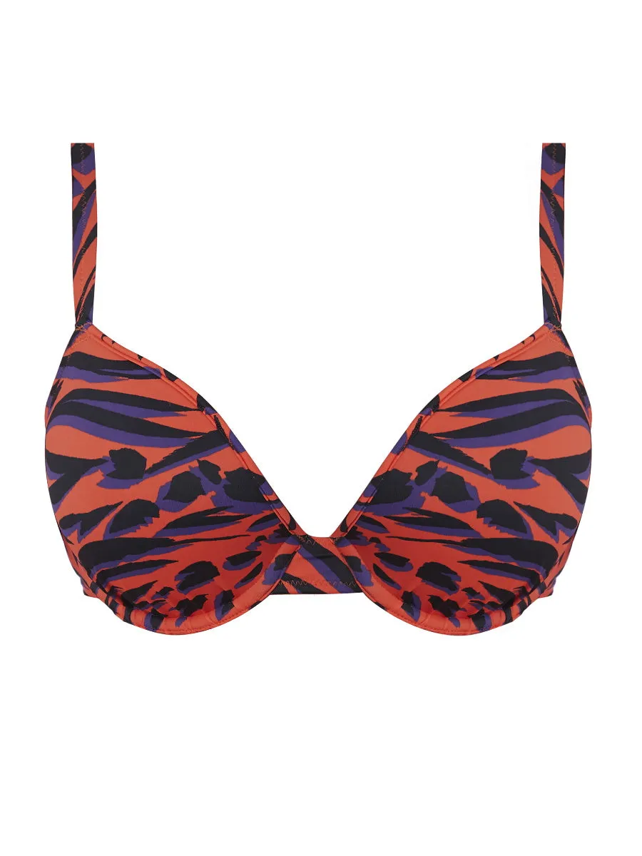 Tiger Bay Moulded Plunge Bikini Top - Sunset