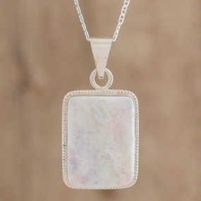 Tikal Reversible Lilac Jade and Silver Maya Pyramid Necklace