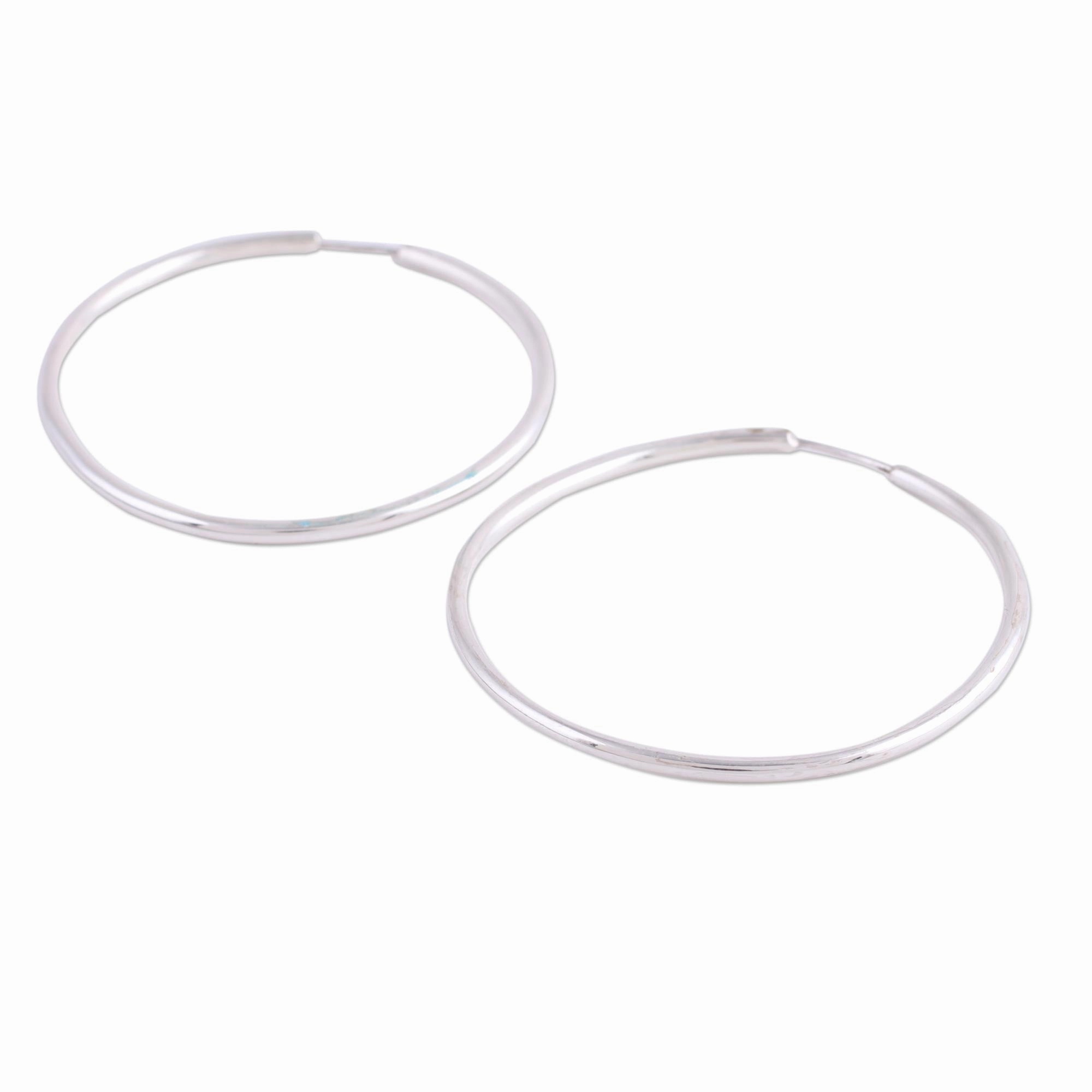 Timeless Charm Handcrafted Polished Sterling Silver Endless Hoop Earrings