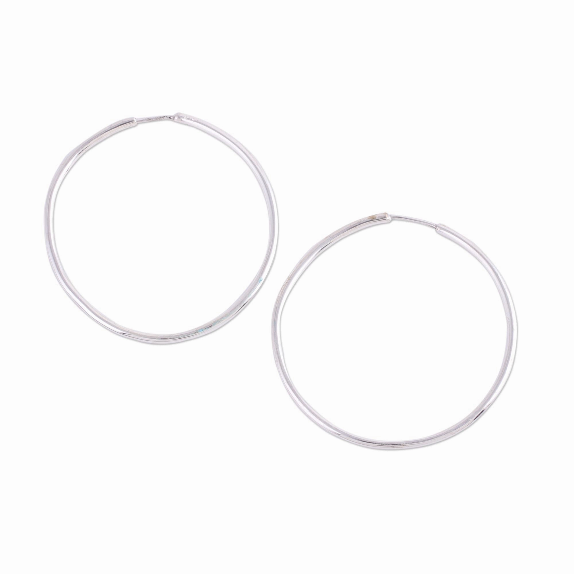 Timeless Charm Handcrafted Polished Sterling Silver Endless Hoop Earrings