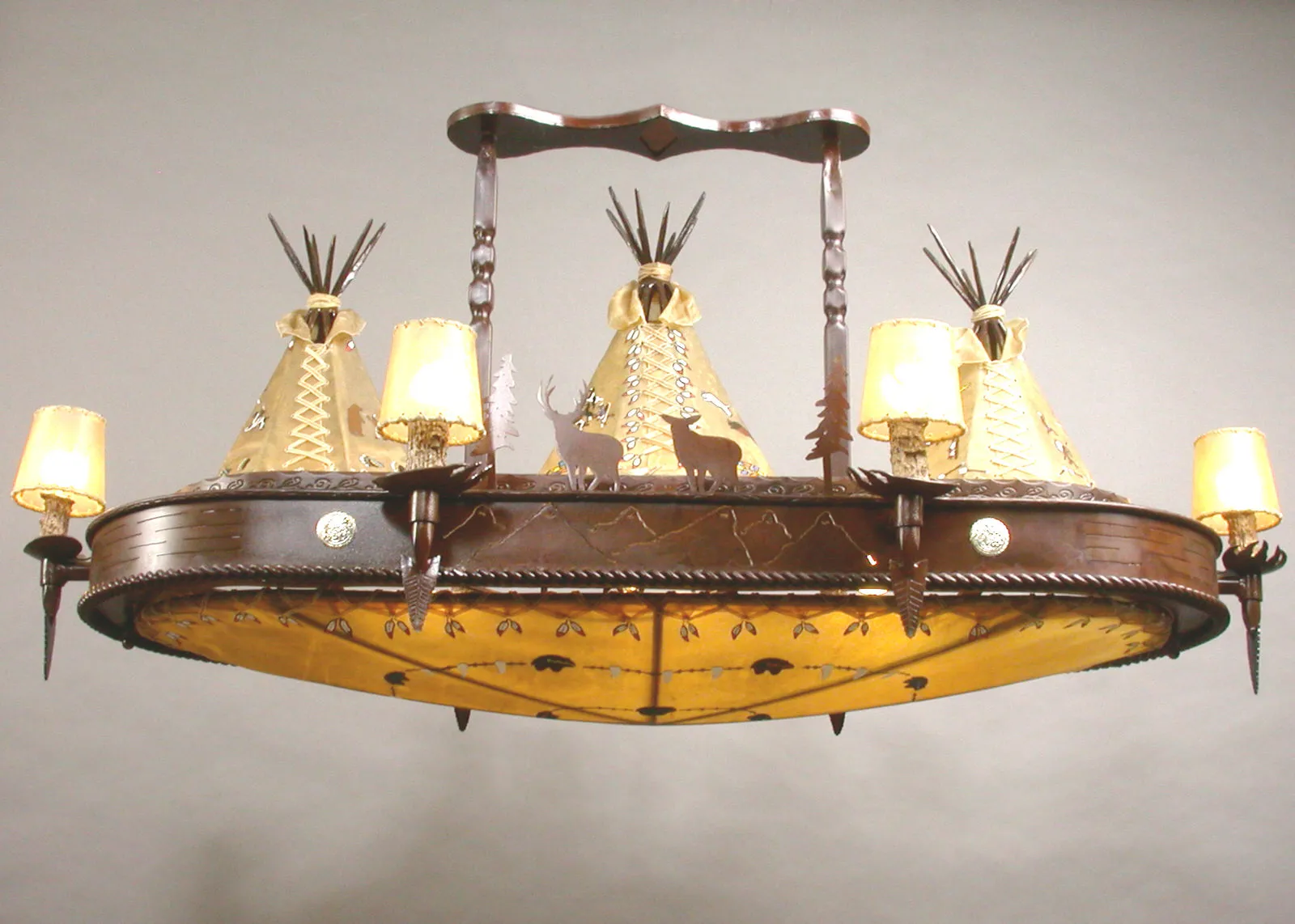 Tipi Village Rawhide Oval Chandelier patio chat set, outdoor furniture set