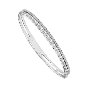 Titanium And 14K White Gold Double Row Diamond Flexie Bracelet