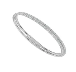 Titanium And 14K White Gold Flexie Wrap Diamond Bracelet