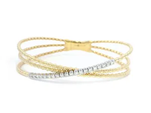 Titanium And 14K Yellow And White Gold Diamond Flexie Bracelet