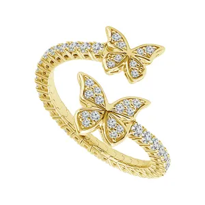 Titanium And 14K Yellow Gold Butterfly Flexie Natural Diamonds Ring