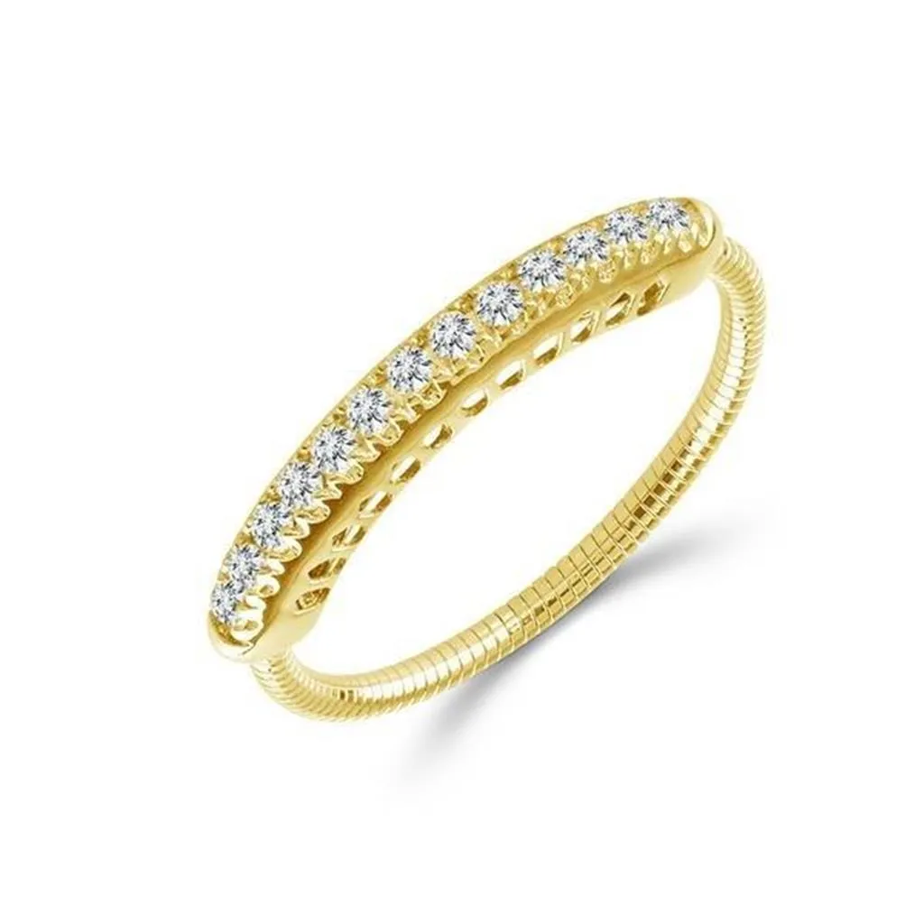 Titanium And 14K Yellow Gold Flexie Diamond Ring