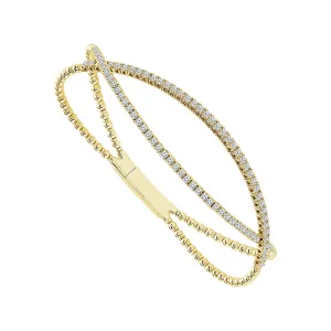 Titanium And 14K Yellow Gold Freeform Diamond Flexie Bangle Bracelet
