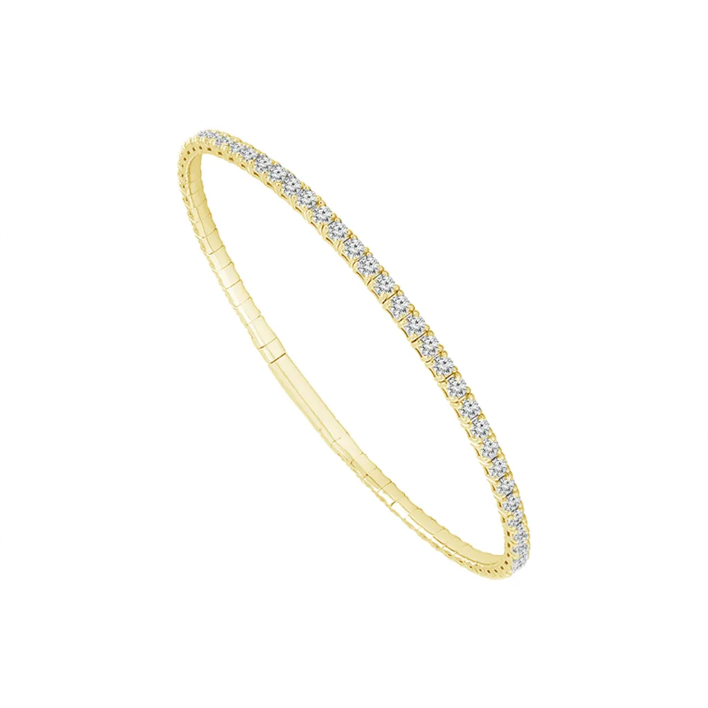 Titanium And 14K Yellow Gold Natural Diamonds Flexie Bracelet