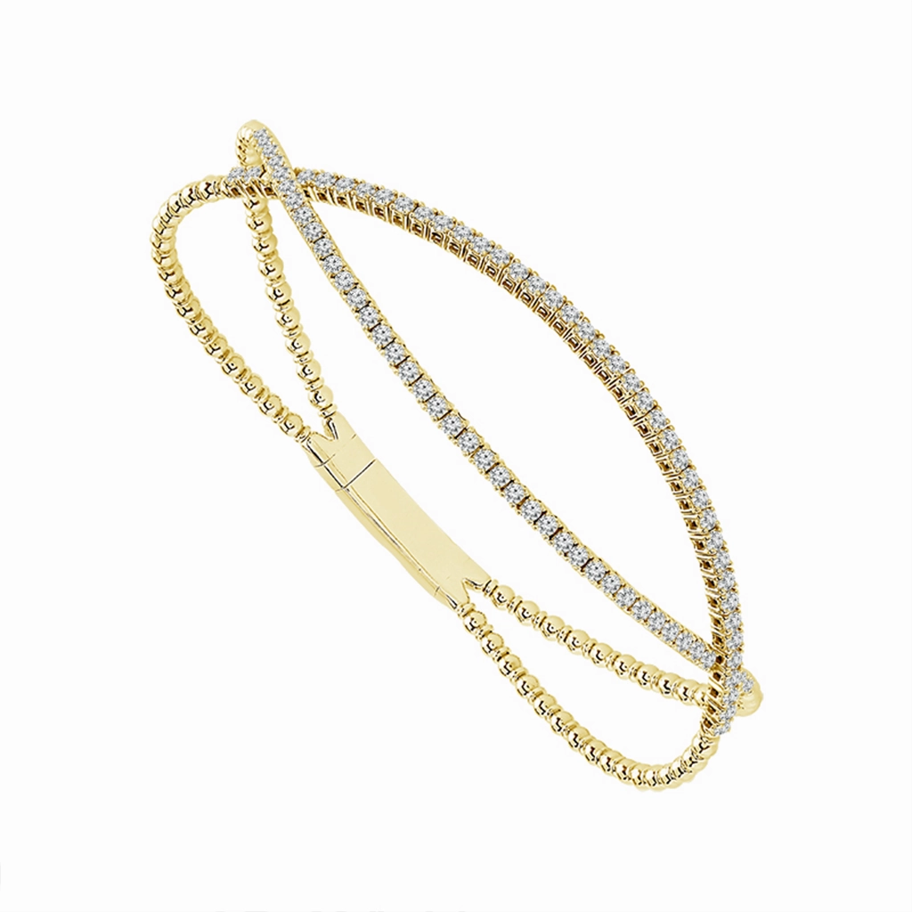 Titanium And 14K Yellow Gold Freeform Diamond Flexie Bangle Bracelet