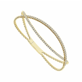 Titanium And 14K Yellow Gold Freeform Diamond Flexie Bangle Bracelet