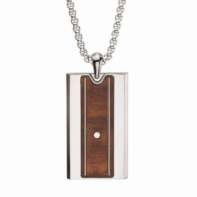 Titanium And Wiskey Barrel Wood Inaly With Embedded Guitar String Pendant Necklace
