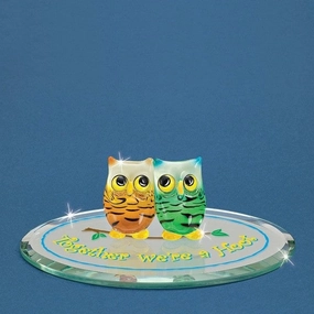 Together We're a Hoot Owl Couple  Glass Figurine Decorative Mirror,Home Decor Mirror