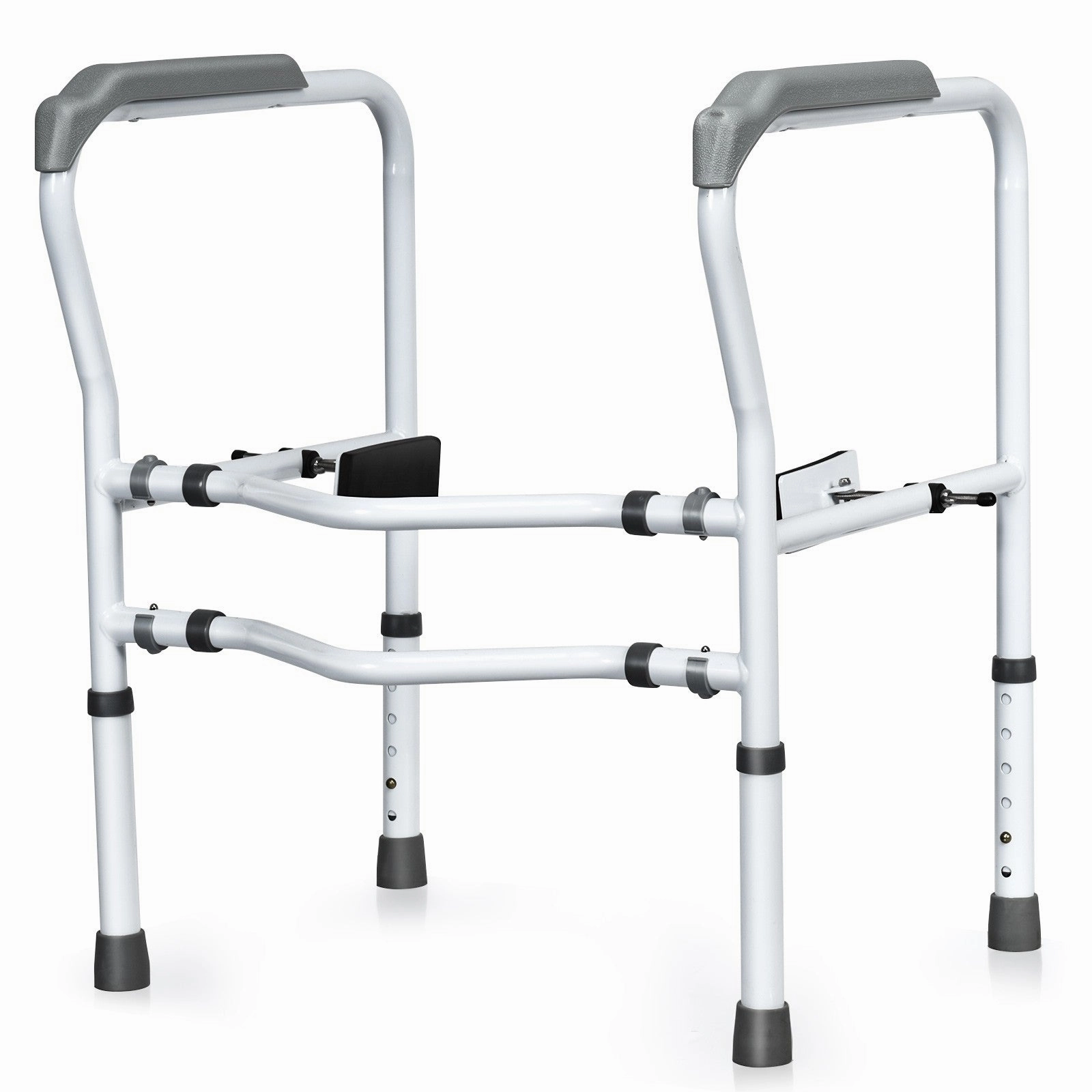 Toilet Safety Rail Free Standing Safety Assist Frame W/ 360 degree Rotatable Clip bench seat, tufted bench
