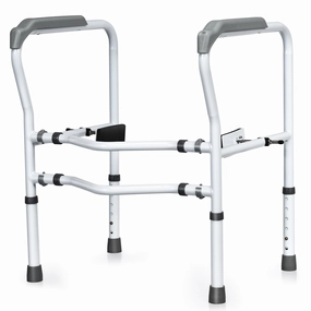 Toilet Safety Rail Free Standing Safety Assist Frame W/ 360 degree Rotatable Clip bench seat, tufted bench