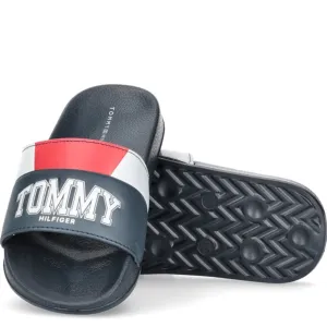 Tommy Hilfiger Varsity Print Pool Slide Blue