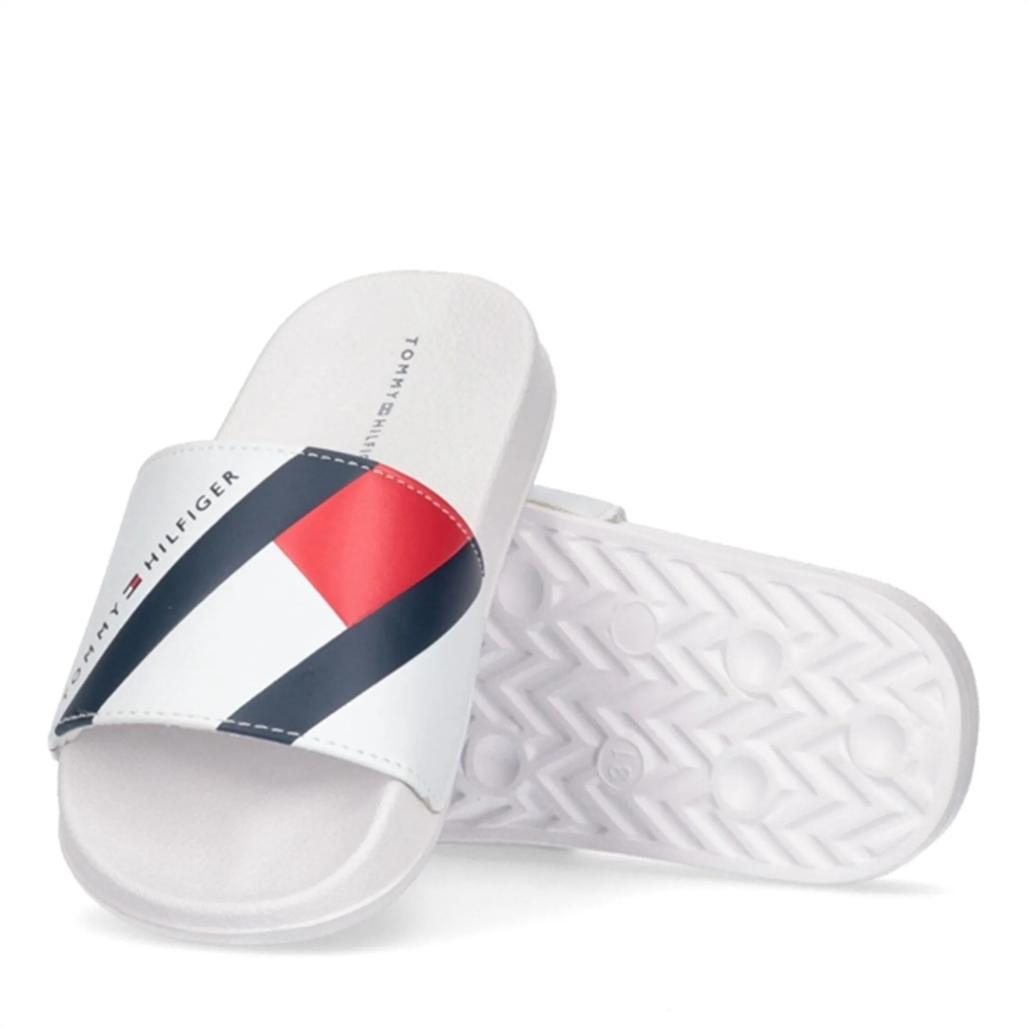 Tommy Hilfiger Varsity Print Pool Slide White