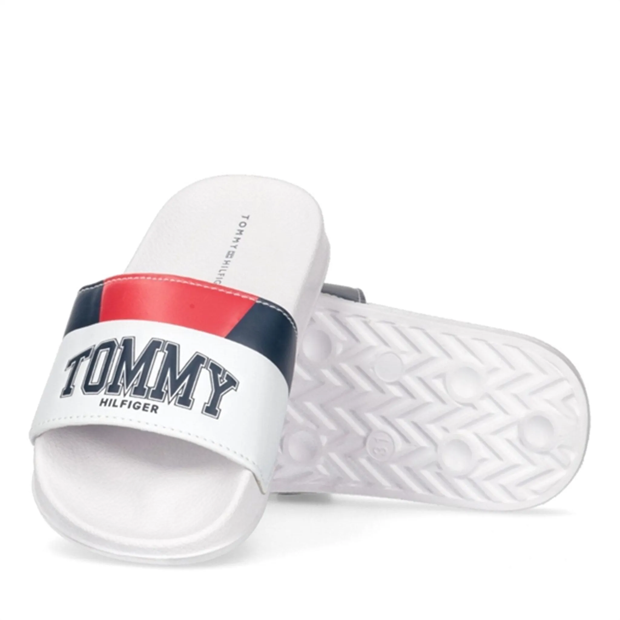 Tommy Hilfiger Varsity Print Pool Slide White