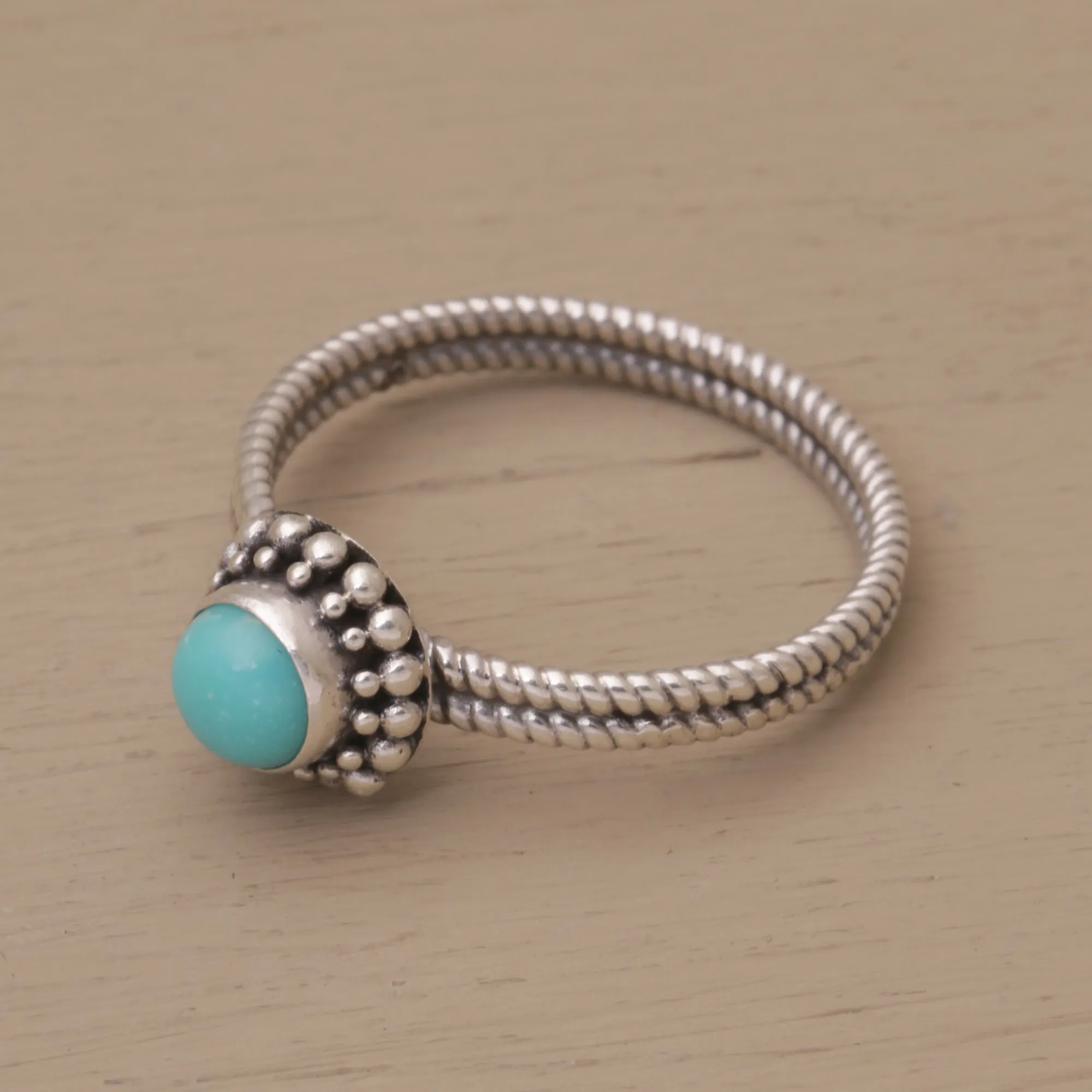 Touch of Simplicity Composite Turquoise and Sterling Silver Single Stone Ring