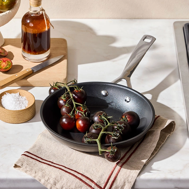 Toughened Non-Stick Shallow Frying Pan, 22cm, Black