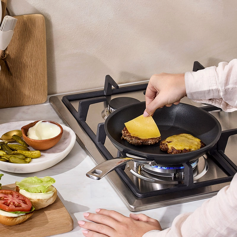 Toughened Non-Stick Shallow Frying Pan, 22cm, Black