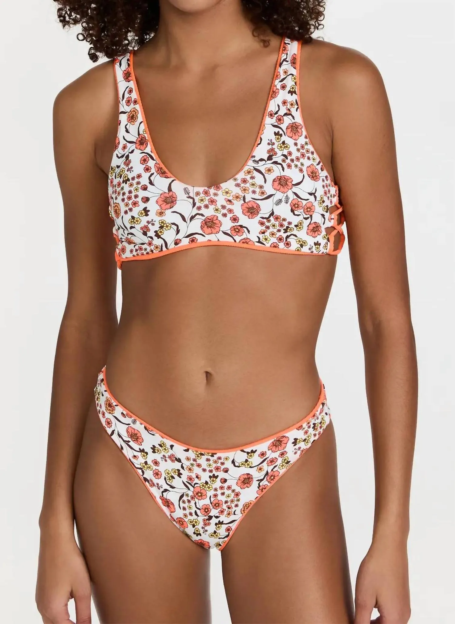 Town Sporty Bralette Bikini Top In Orange Poppy