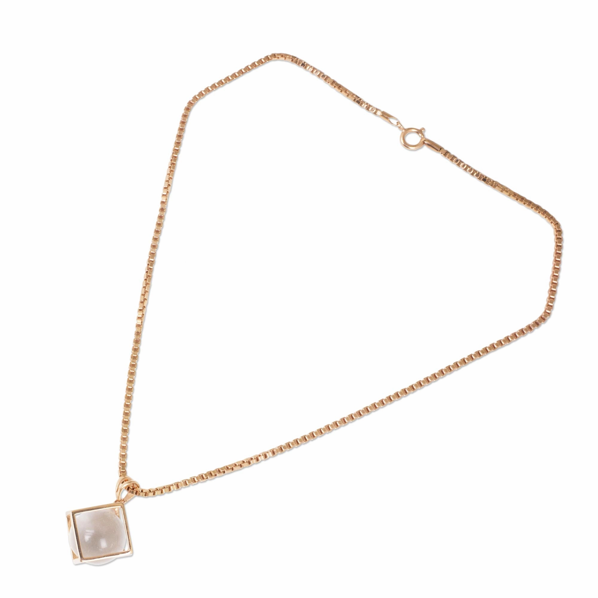 Translucent Raindrop Quartz and Rose Gold-Plated Thai Artisan-Crafted Necklace