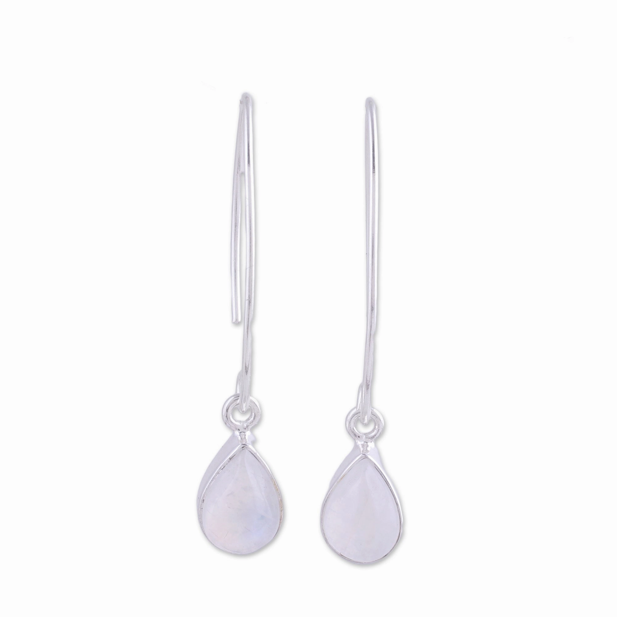 Trendy Luster Rainbow Moonstone Silver Earrings
