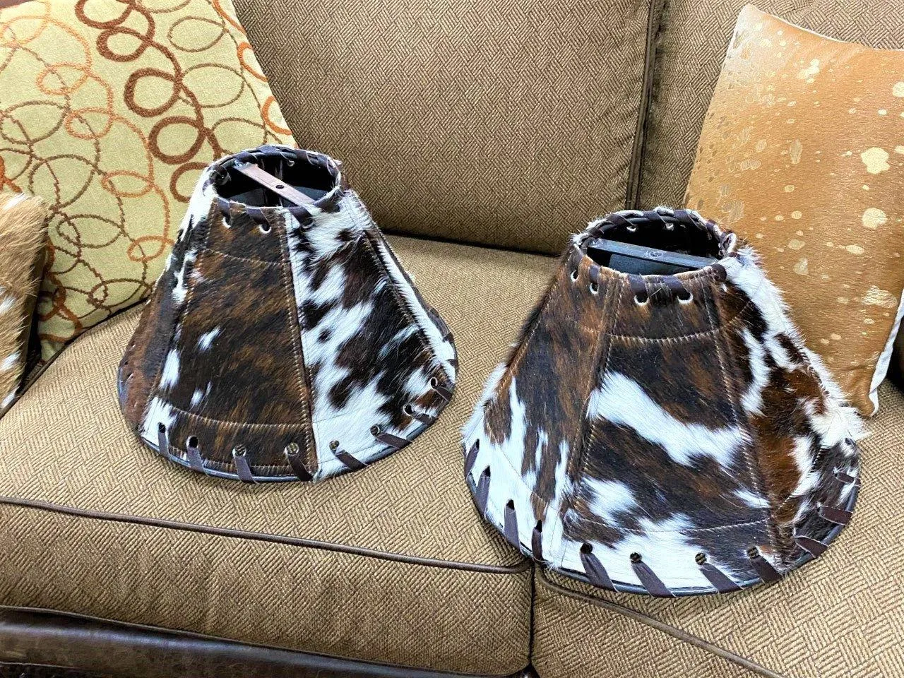Tri Color Cowhide Lamp Shade