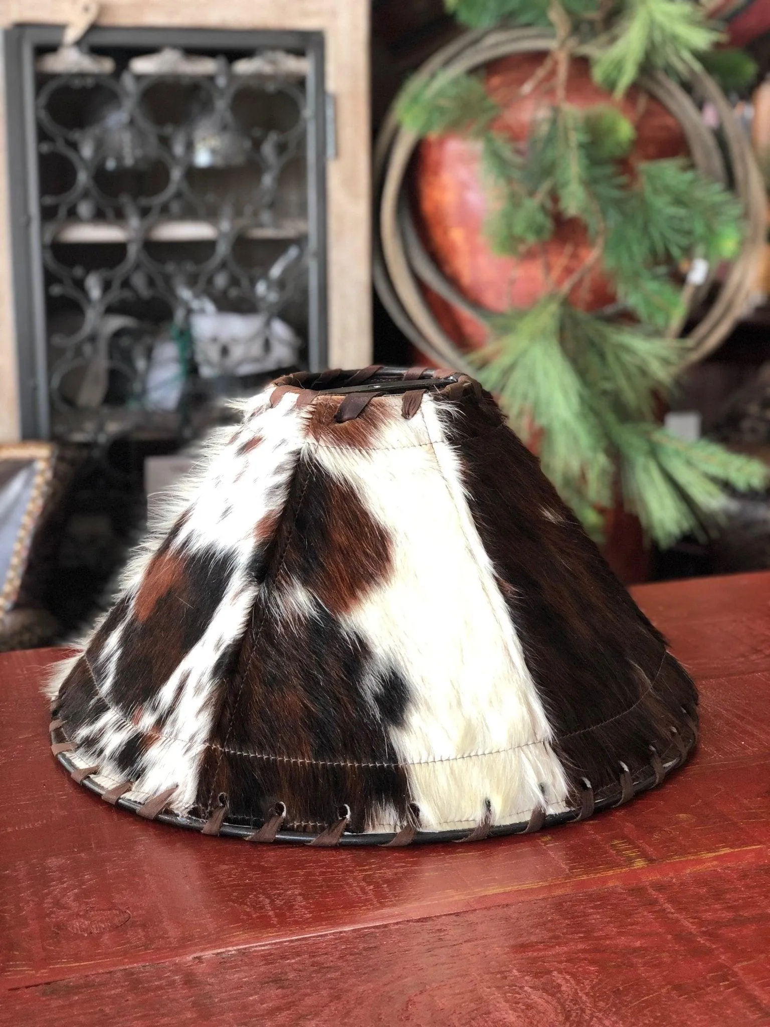 Tri Color Cowhide Lamp Shade