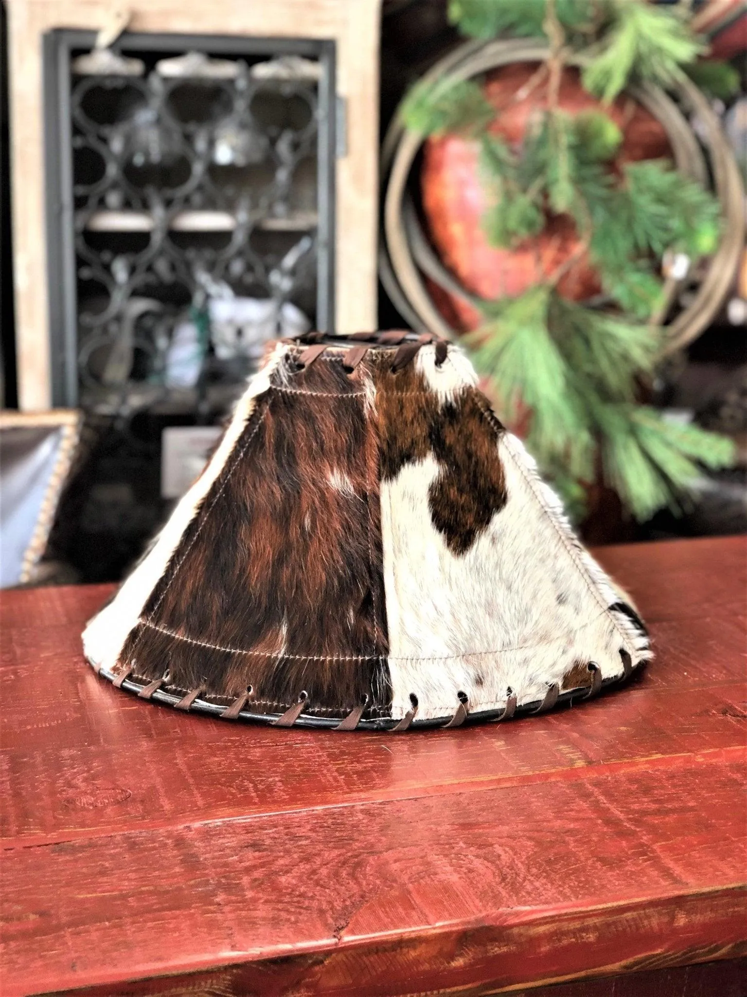 Tri Color Cowhide Lamp Shade