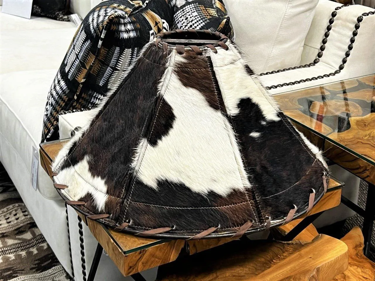 Tri Color Cowhide Lamp Shade