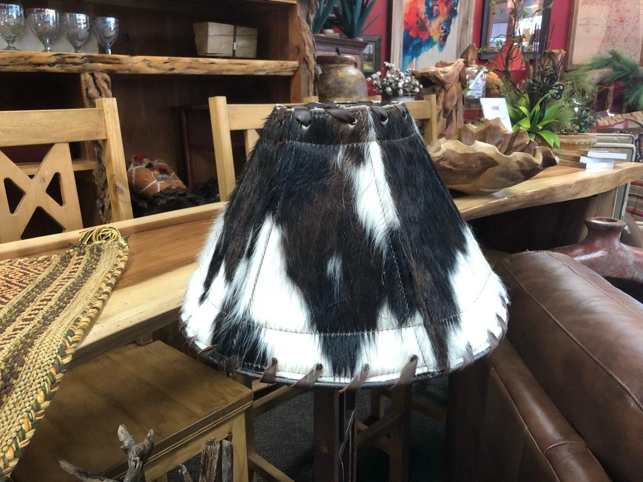Tri Color Cowhide Lamp Shade