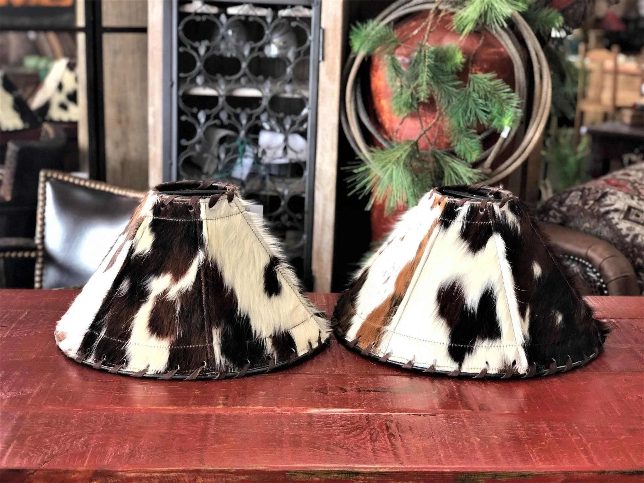 Tri Color Cowhide Lamp Shade