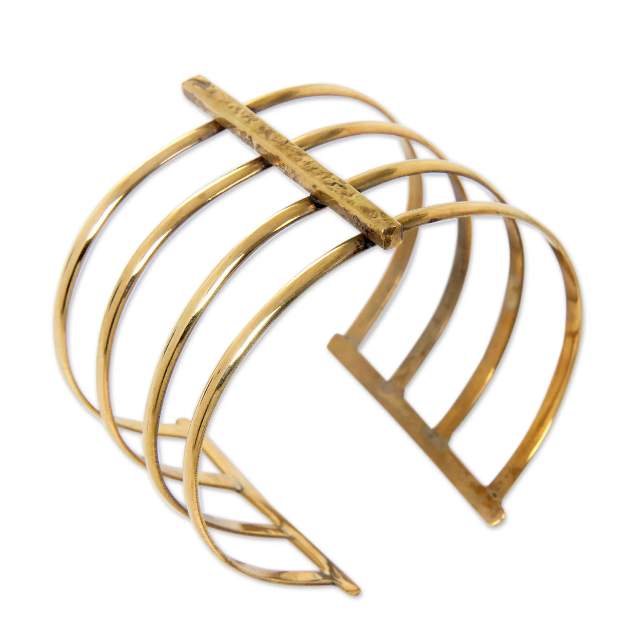 Tribal Urban Wide Cuff Bracelet Crafted by Hand of Brass in Bali