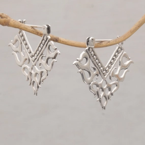 Tribal Fire Silver Hoop Earrings
