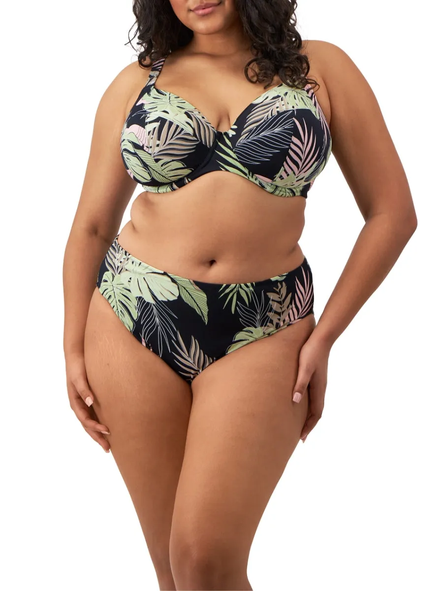 Tropical Retreat Plunge Bikini Top - Black