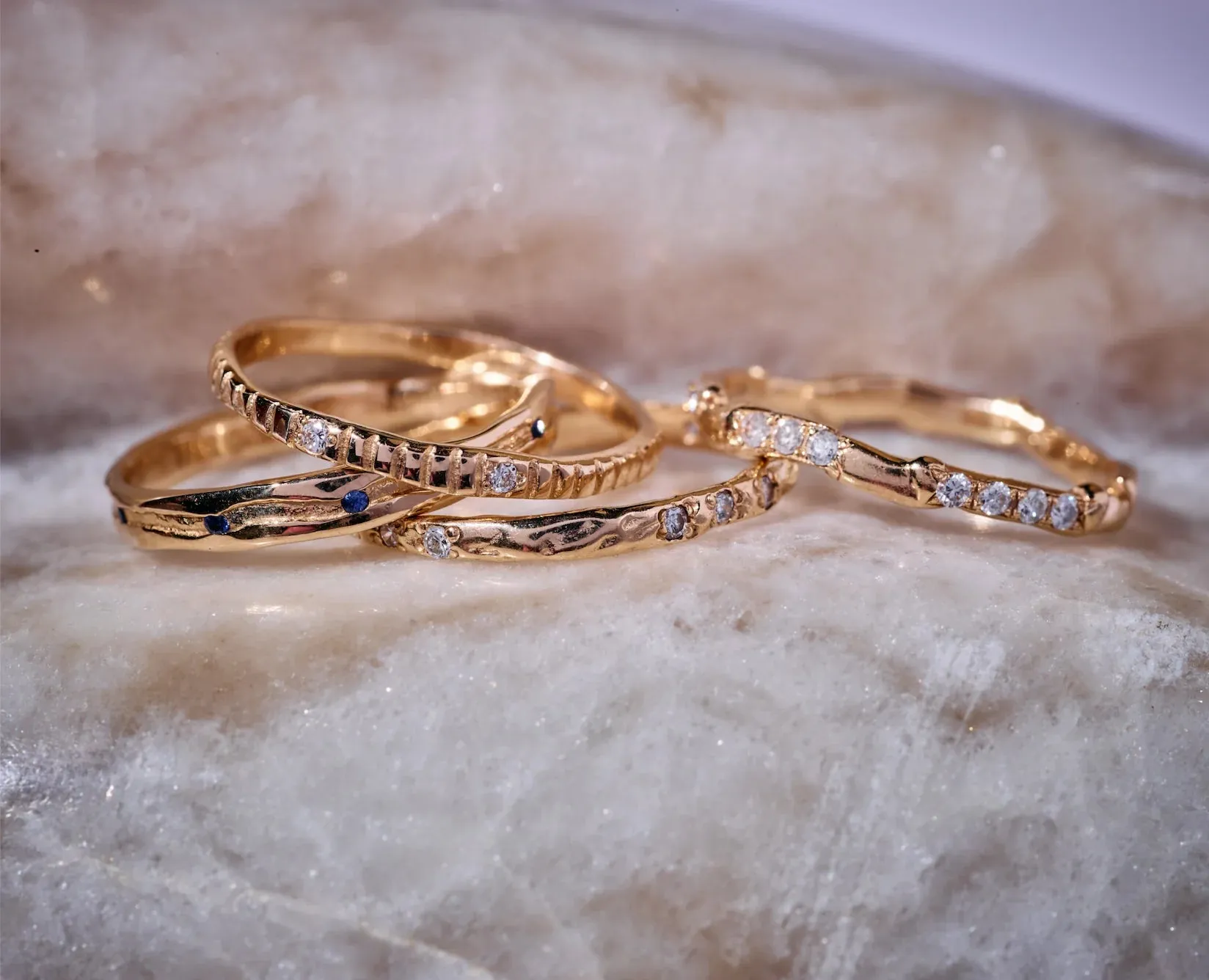 Trough Ring with Seven Sapphires