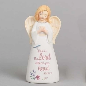 Trust in the Lord with All Your Heart Small Angel Figurine Decorative Mirror,Home Decor Mirror