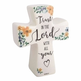 Trust in the Lord with All Your Heart Standing Porcelain Cross Decorative Mirror,Home Decor Mirror