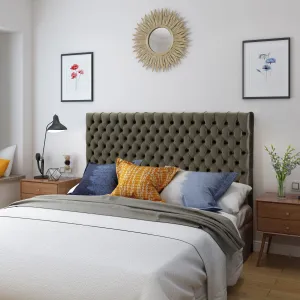 Tufted King/ Cal King New Velvet Headboard - NH007303 wood bed frame, upholstered bed