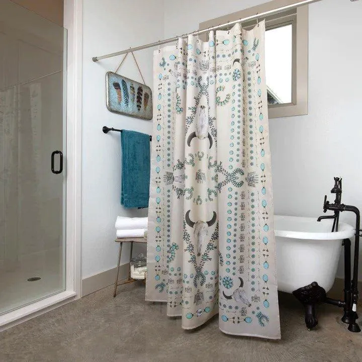 Turquoise & Steers Western Shower Curtain bathroom furniture, vanity cabinet
