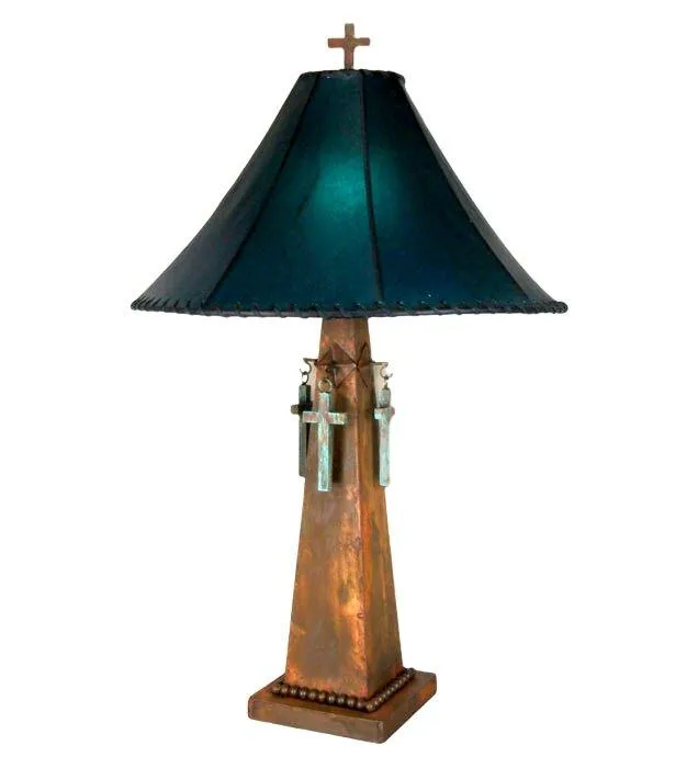 Turquoise Cross Rustic Table Lamp ceiling light, pendant lamp