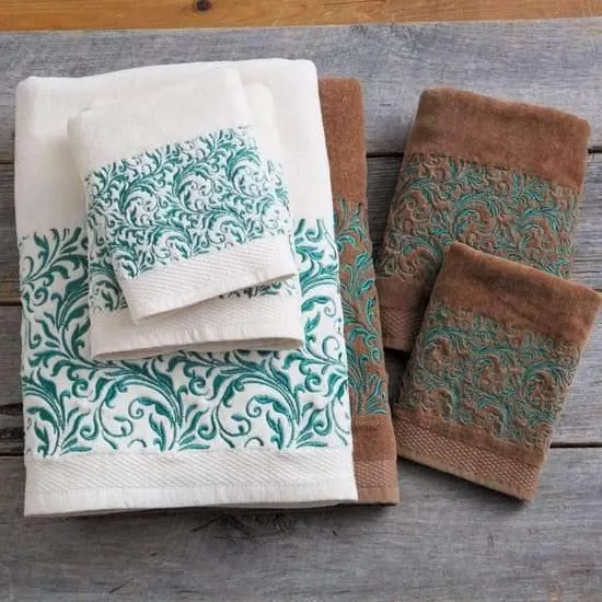 Turquoise Scroll Western Bath Towels bath towels, hand towels