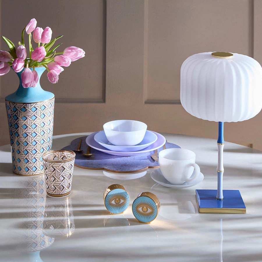 Turquoise Porcelain Cuff Vase | Jonathan Adler Basketweave